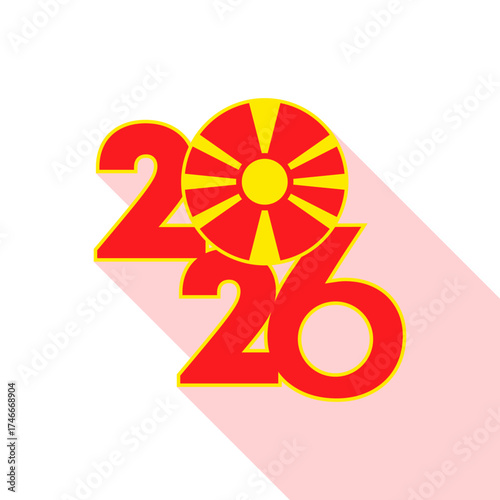 2026 Long Shadow Banner with North Macedonia Flag Inside.