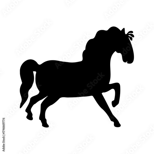 Elegant horse silhouette vector. Graceful stallion in motion, perfect for logo design, tattoo, equestrian club emblem, farm branding, children’s print, or minimalist decor. Isolated on white.