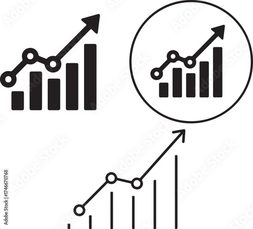 Silhouette icon of a business graph, line art