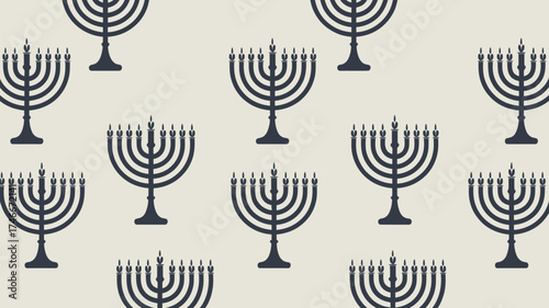 Elegant menorah pattern evokes Hanukkah traditions and celebrations perfect for festive backgrounds and Jewish holiday-themed designs