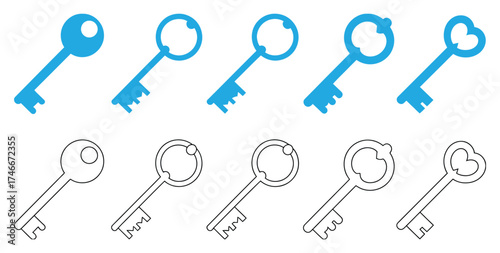 Key icon set. Key vector icon. Key symbol