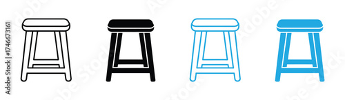 Wooden stool icon vector, a Wooden stool silhouette, Vector of Wooden stool art, Wooden stool silhouette vector isolated