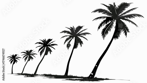 Silhouette of Palm Trees on a Tropical Beach Vector Illustration Summer Vacation Design Element.