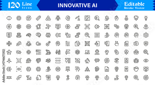 Innovative AI And Machine Learning Line Icon Set, Professional Minimal Vector Icons, Unique Pixel Perfect Design, Modern Editable Line Art Collection