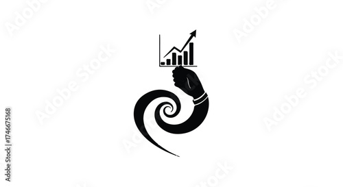 Hand with upward trending graph symbolizing financial growth and progress