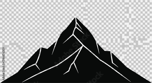 Dramatic silhouette of a jagged mountain peak against a transparent sky