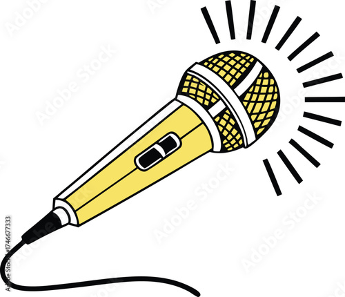 Dynamic microphone broadcasting live with crystal-clear audio perfect for podcasting, singing, or public speaking with professional sound quality