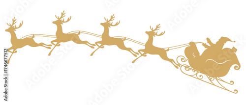 Santa claus with raindeer silhouette vector illustration