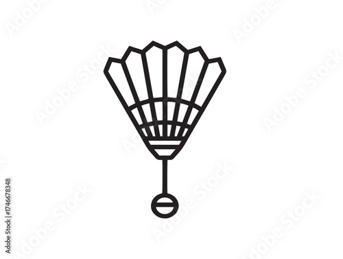 Badminton shuttle and racket icon in clean vector