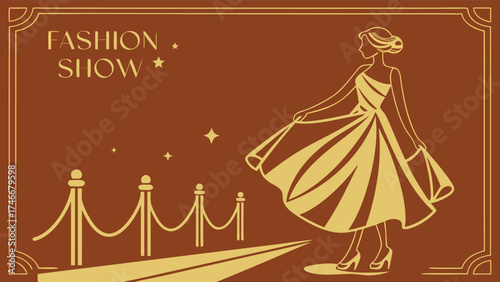 Elegant fashion show invitation beckons with vintage glamour, promising sophisticated style and exquisite designs, a celebration of beauty