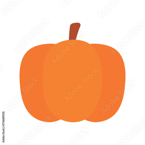 Flat Pumpkin Halloween Vegetable in Simple Cute Cartoon Vector Illustration for Element Decoration
