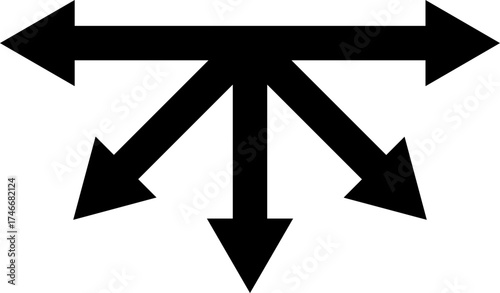 Way direction arrow sign icon. three arrow, way sign, road direction icon vector. three-way direction arrow sign.Way pointer symbol. Turn arrow navigation sign. Traffic route vector illustration.