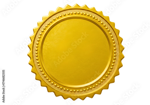 Golden oval award seal isolated on transparent background