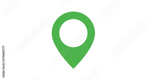A simple green location pin icon on a plain white background