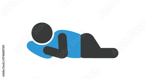 Simple illustration of a person lying down with a protective pose
