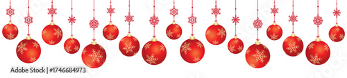 Christmas balls hanging decoration vector on white background	