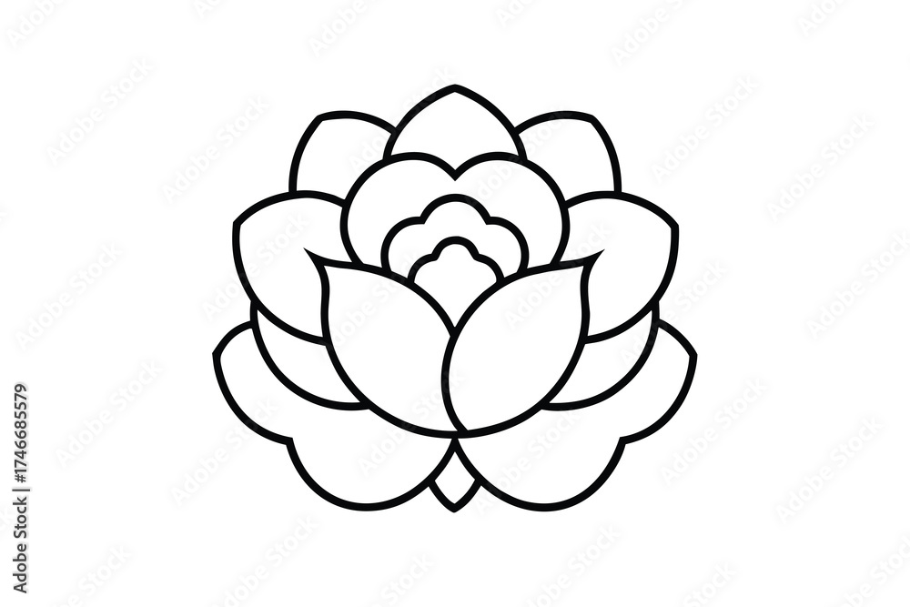 Obraz premium peony floral vector line art flower silhouette