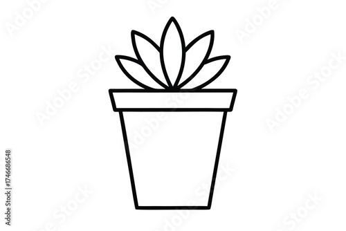 potted plant vector line art flower silhouette