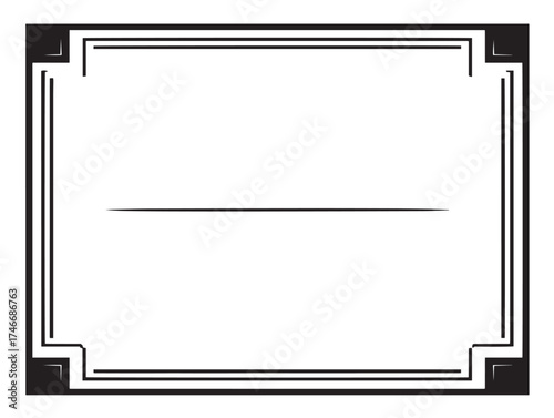 Decorative elegant certificate frame in minimalist line drawing