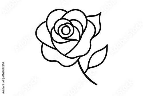 romantic rose vector line art flower silhouette