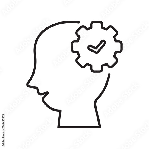 Mind process line icon, thinking outline, intelligence and problem solving concept.