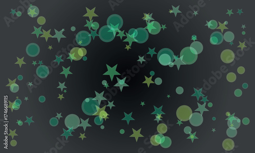 Elegant stars and circles floating abstract dark background design concept