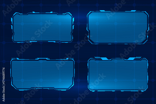 Set Futuristic HUD Text Box Frames Futuristic Vector Illustration