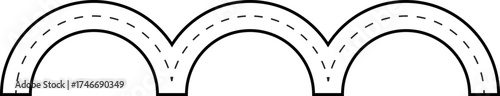 Curved Tracing Line Road Route Illustration