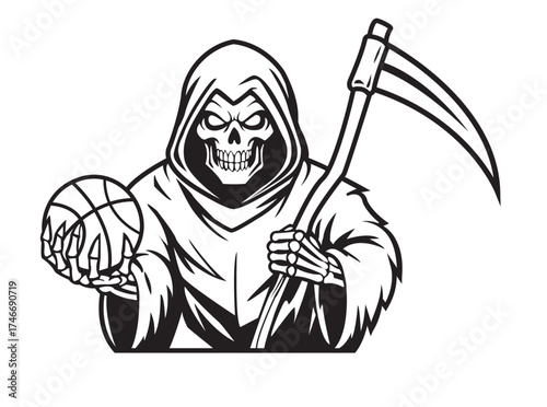 Basketball Death Reaper mascot logo