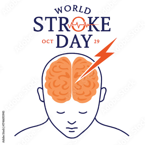World Stroke Day Illustration – Brain Health Awareness & Urgent Medical Symbolism