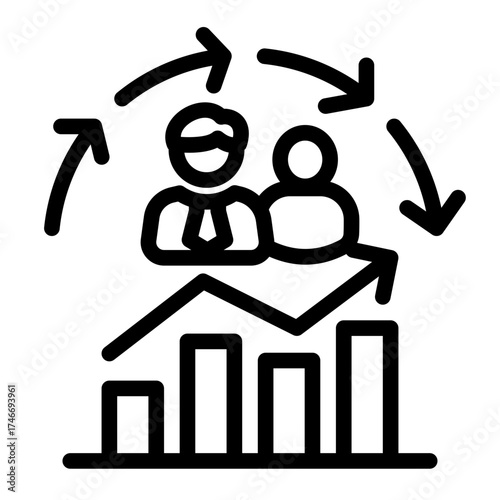 Market Demand Growth Analysis icon from the Customer Development icon collection (Outline Style)