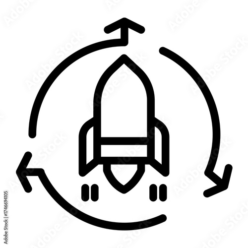Startup Launch Growth Rocket icon from the Customer Development icon collection (Outline Style)