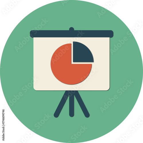 Business presentation icon with pie chart graphic