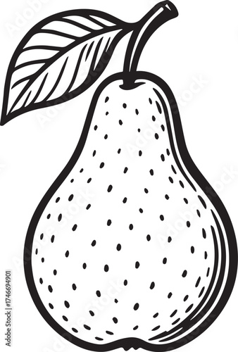 pear vector in black and white