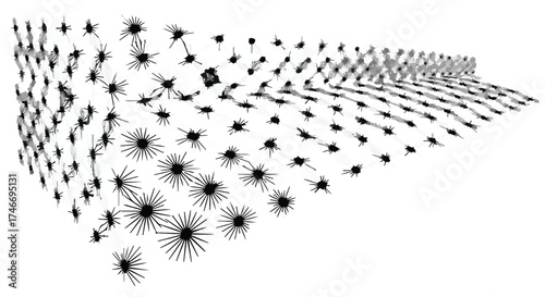 Abstract network of interconnected nodes and lines creating a dynamic, flowing structure