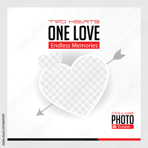 Romantic Heart Collage Photo Template for Couples Love & Memories Design