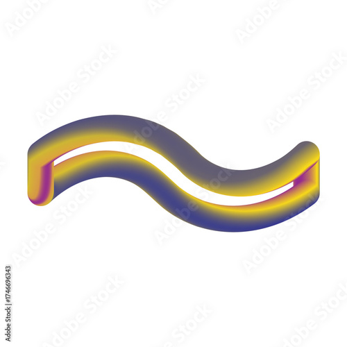 Tubular Gradient Waveform – Abstract Ribbon Structure in Purple, Yellow, and Orange