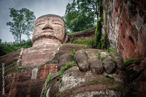 Fototapeta Leshan Giant Buddha, the tallest stone Buddha statue in the world, Tang Dynasty,
