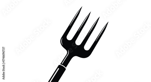 Sharp black garden fork tool on a clean white background