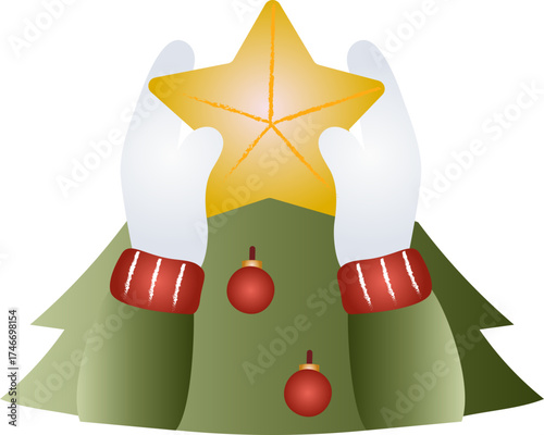 Decorating Merry Christmas Illustration Style