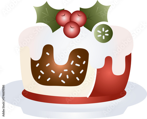 Fruit Cake Merry Christmas Illustration Style