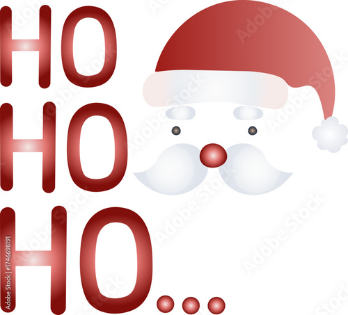 Ho Ho Ho Merry Christmas Illustration Style