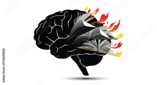 Brain overwhelmed by knowledge and ideas, symbolizing intense learning and mental overload.