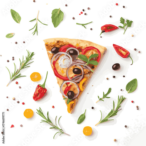 Fresh Italian pizza appetizer with tomatoes, mozzarella cheese, basil, and vegetables
