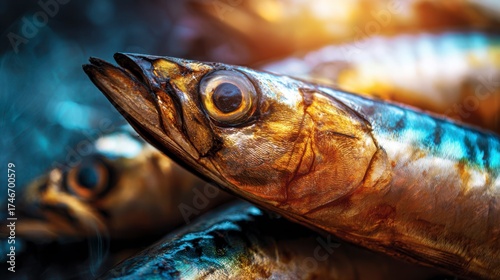 Close-Up of Freshly Caught Fish Displaying Vibrant Scales and Natural Coloration Under Ambient Lighting