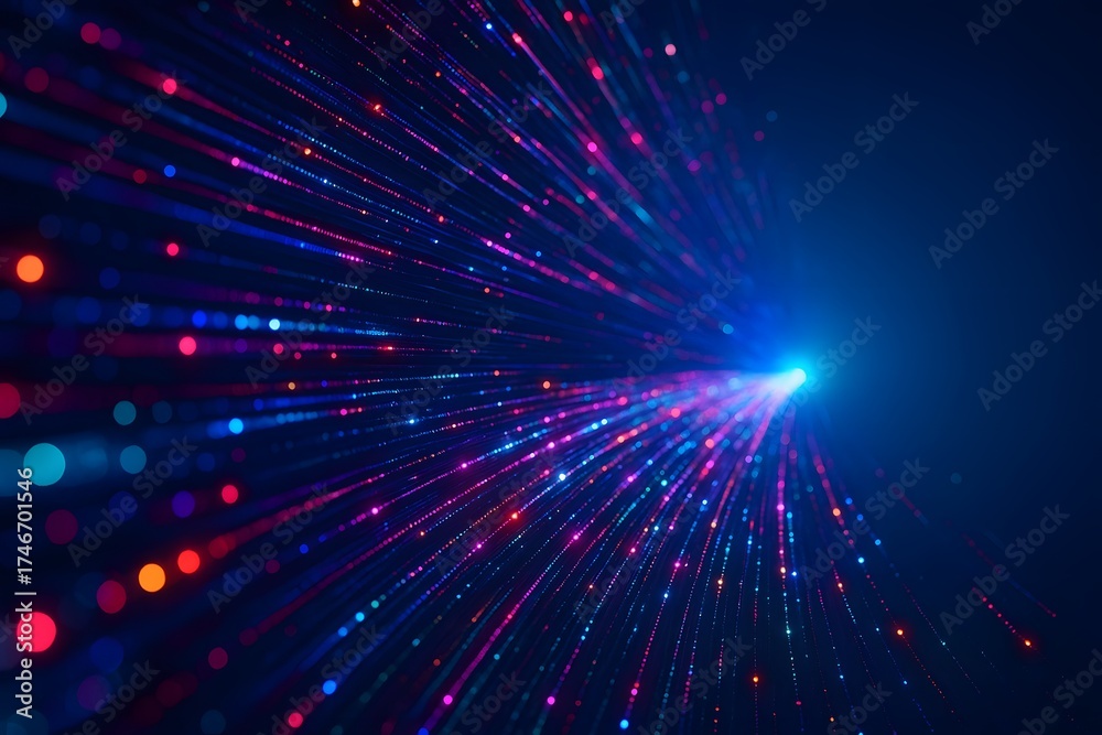 Naklejka premium Neon Data Streams Flowing Through Digital Space 