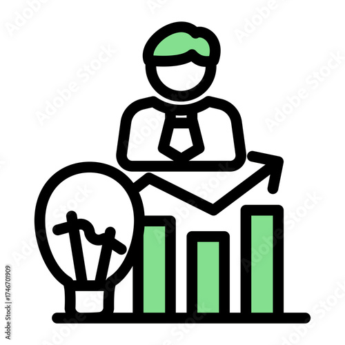 Innovation Founder Idea Development icon from the Customer Development icon collection (Outline Color Lineal Style)