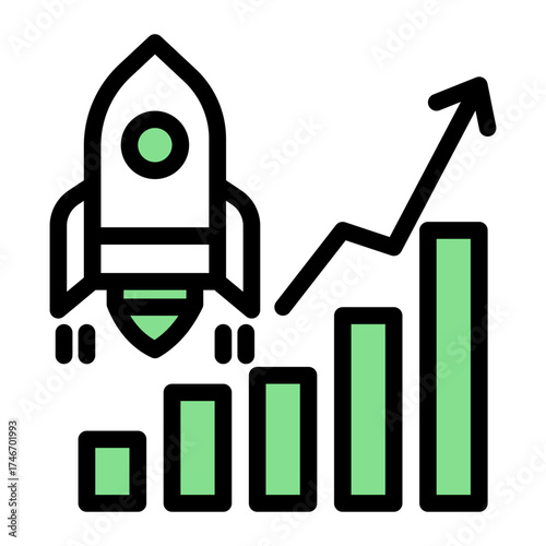 Business Launch Profit Boost icon from the Customer Development icon collection (Outline Color Lineal Style)