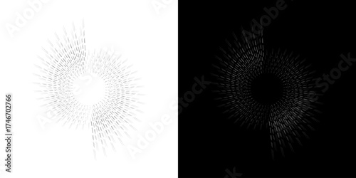 	
Dynamic abstract spiral sound wave rhythm lines. Circular spiral sound wave rhythm of lines. Circular futuristic abstract lines, black and white background.