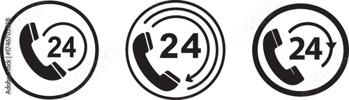 24 Hour Call Center Icon Set: Customer Service Support